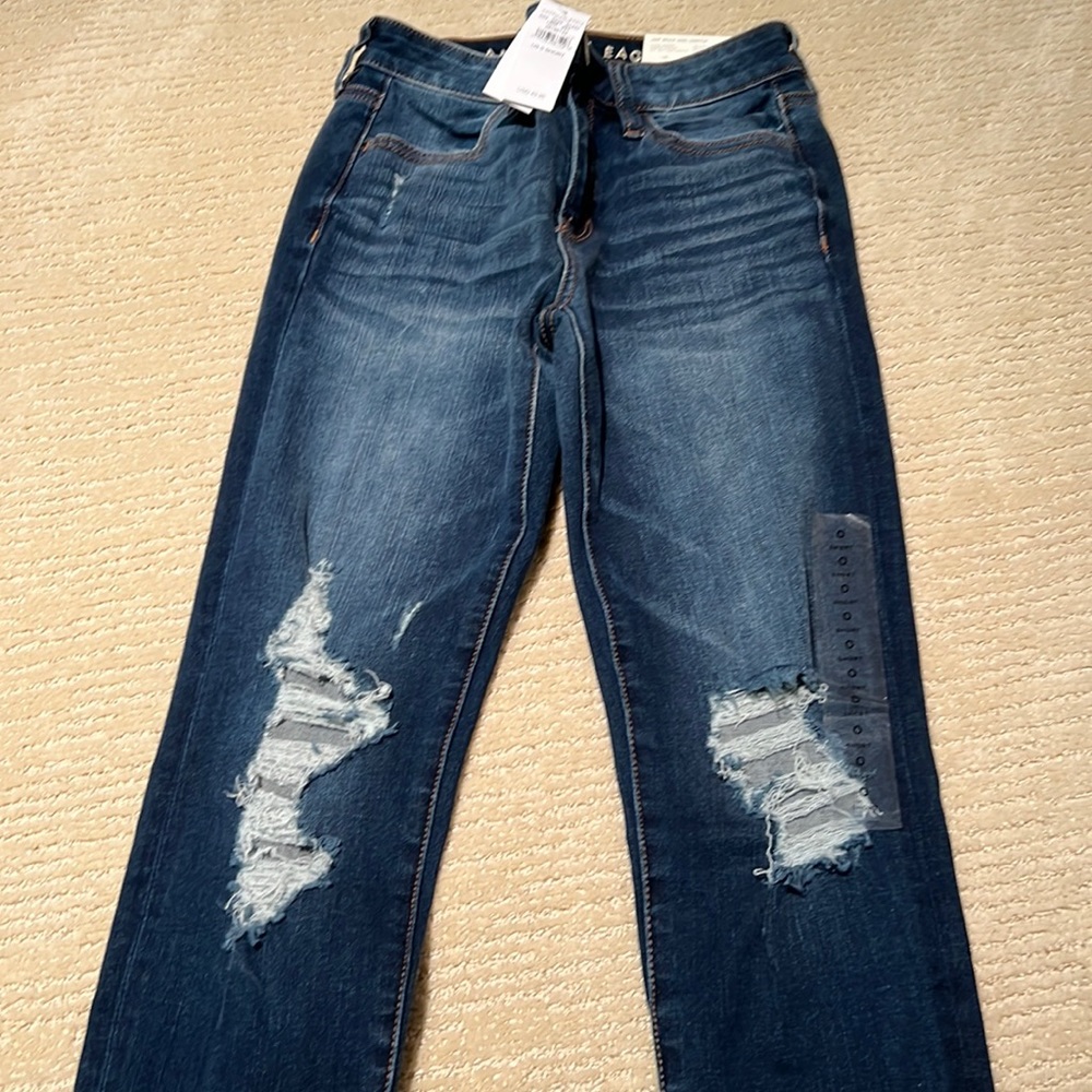 American eagle high rise jeggings dark blue ripped size 0 short